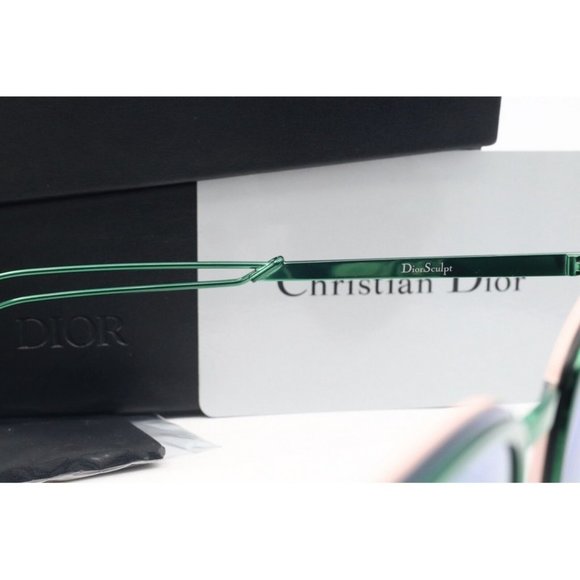 Christian Dior Sculpt HS 3 Cat Eye Green Sunglasses Green Mirrored Lenses 63mm - Picture 4 of 7